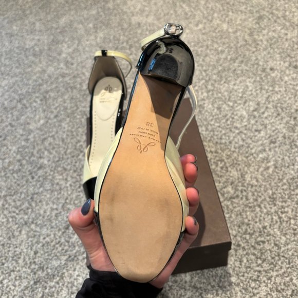 Jeanne Jarvaise Colorblock Peep Toe Strap Block Heels Size EURO 38 - Picture 3 of 8